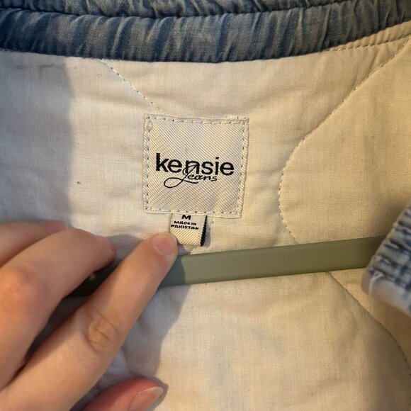 Kenzie Jeans Distressed Quilted Denim Blue Style Cotton Jacket Size Medium - Picture 6 of 8